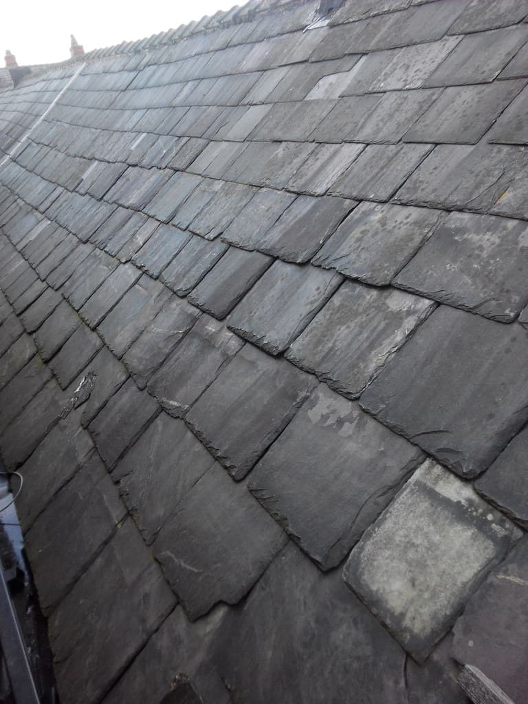 Close-up detail of overlapping roof tiles